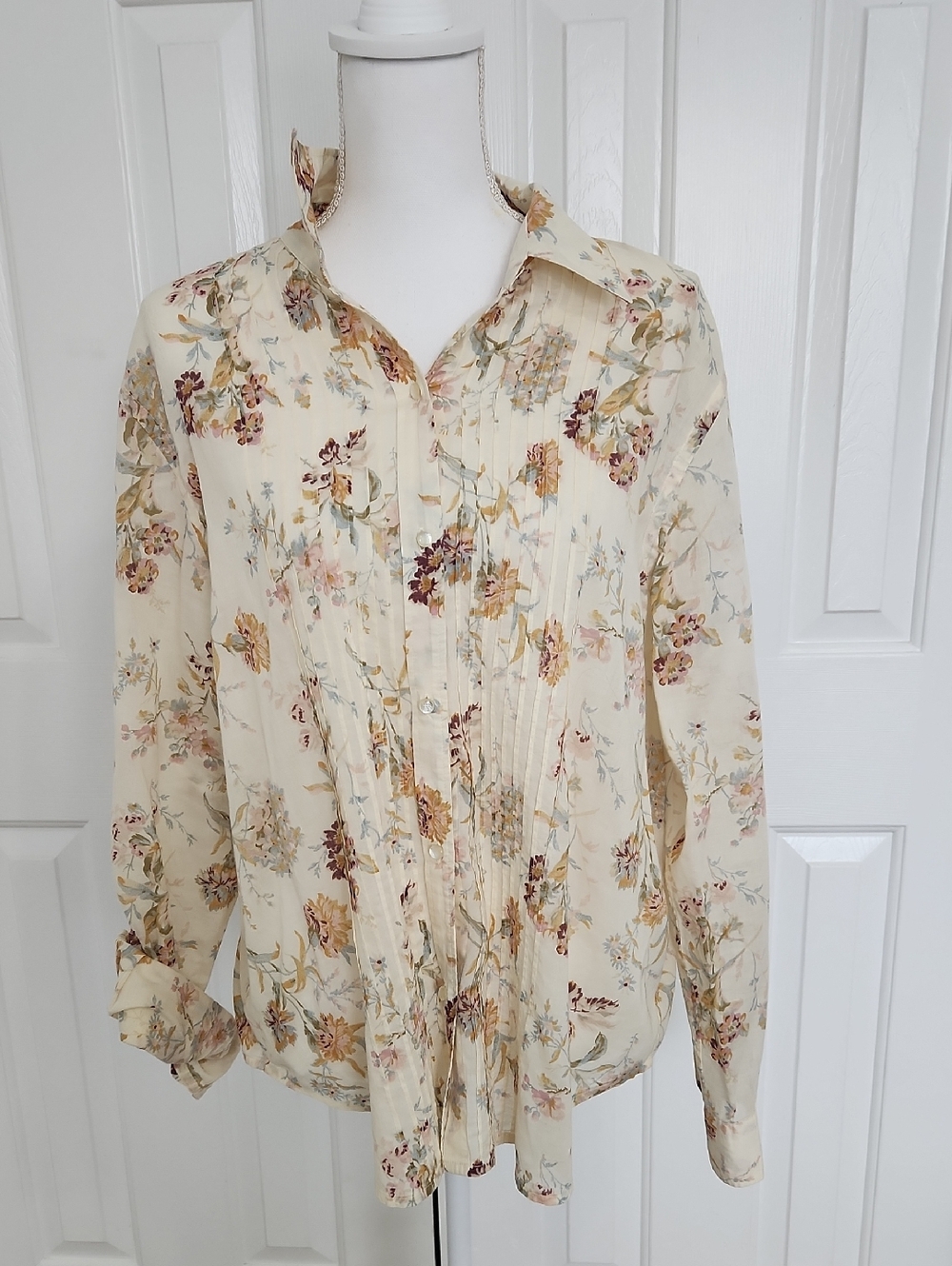 Lauren Ralph Lauren 100% Cotton Floral Button Down Shirt XL Cottagecore